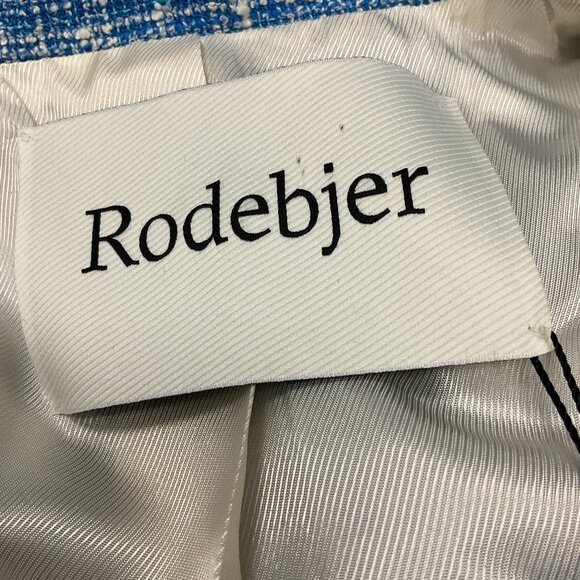 Rodebjer Blue / White Fringed Tweed Blazer - Picture 4 of 6